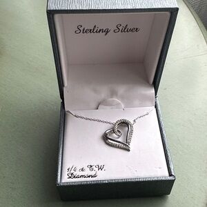 Sterling Silver Heart Necklacev1/4 carrot tw diamonds